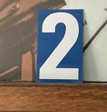 Vintage Chevron Double Sided Metal Gas Station Numbers 2 & 3 White Blue Graphic picture