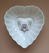 Vintage Belleek Claddagh Design Irish Porcelain Heart Shaped Candy/Nut Dish 4.5