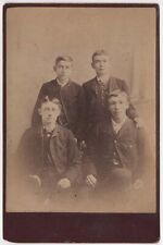 CIRCA 1880s CABINET CARD FOUR YOUNG BROTHERS IN SUITS UNMARKED picture