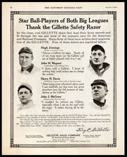 Antique 1910 GILLETTE RAZOR Ad Baseball Stars MCGRAW, JENNINGS,  WAGNER, & DAVIS picture
