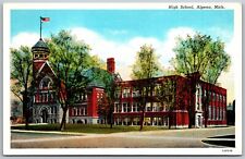 Vtg Alpena Michigan MI High School 1930s View Postcard picture