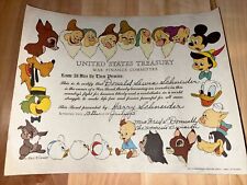 Disney WWII War Bond U.S. Treasury Certificate 1945 Walt Disney Rare Disneyana picture