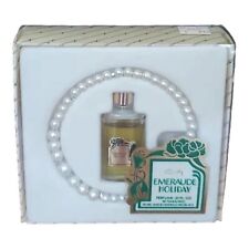 COTY  Emeraude Perfume Holiday Pearl Necklace Bottle Vintage Gift Set picture