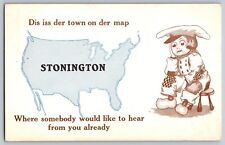 Stonington, CT - Dis Iss Der Town on Der Map - Map Dutch - Vintage Postcard picture