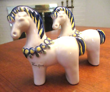 Pair (2) Vintage SWEDISH ART DALA HORSES Porcelain Figurine Signed ROSA LJUNG picture