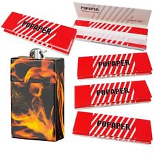 POPAPER 5 Booklets Red 70mm Cigarette Rolling Papers & Fire Print Drawer Ashtray picture