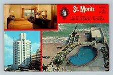 Miami FL- Florida, St Moritz Hotel and Motel, Advertising, Vintage Postcard picture