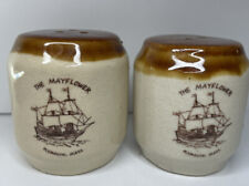 vintage souvenir salt and pepper shakers PLYMOUTH MASS The Mayflower Retro picture