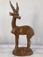 Vintage Wood Antelope Impala Gazelle 13”Hand Carved Figurine Sculpture MCM picture