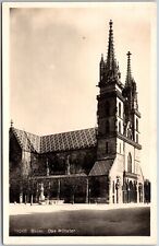 Basel Das Munster Cathedral Switzerland Religious Building Real Photo Postcard picture