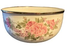 The British Heritage Collection Porcelain Bowl 8.5” X 4.5” Roses White Metal Rim picture