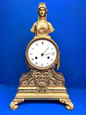 Antique French Bronze Gilt Silk Thread Figural Mantel Clock picture