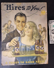 rare Original 1940s vintage HIRES to You Root Beer Cardboard SIGN Party Couple picture
