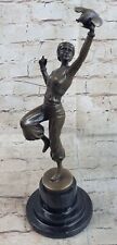 Persian Woman With Parrot Bronze Marble Base Sculpture Statue Figurine picture