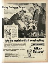 1956 Alka-Seltzer family fun in winter art by Jack White Vintage Print Ad picture