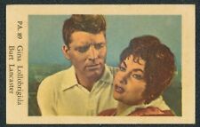 1958 GINA LOLLOBRIGIDA BURT LANCASTER TV & MUSIC STARS DUTCH GUM CARD PA 89 EX picture