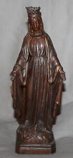 VINTAGE RELIGIOUS HAND MADE METAL STATUETTE VIRGIN MARY STEP ON THE SERPENT picture
