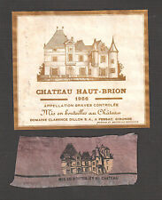 Wine Label 1966 Chateau Haut Brion Premier Grand Cru Classe Graves Neck Capsule  picture