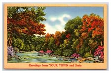 Generic Scenic Greetings Your Town And State Dealer Card UNP Linen Postcard M20 picture