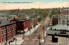 C.1910s Burlington VT Main Street Birds Eye View Dirt Road Vermont Postcard A428 picture