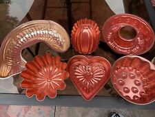 Mixed Lot 6 Vintage Decorative Copper Tone Jello Molds Fish Heart & Others picture