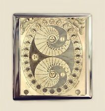 Moon Phases Cigarette Case Business Card ID Holder Wallet Antique Astronomy Art picture