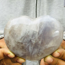 435g Natural Light Blue Pink Rose Quartz Crystal Heart Display Specimen Healing picture