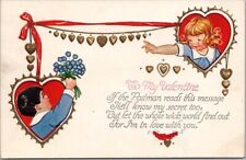 1910s VALENTINE'S DAY Postcard Boy & Girl 