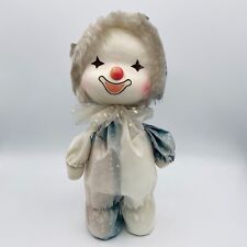 Vintage Clown Doll Wind Up Musical Head Moves Happy Face Circus 11” Blue White picture