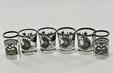 VTG Set of Six 900 Sterling Silver Etched Shot Glasses/MCM Art Deco Style/Peru picture