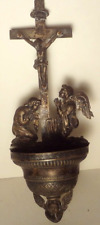 ✅MUSEUM ALERT c1744-1750 FRENCH solid silver HOLY WATER FONT w/CRUCIFIX & ANGEL picture