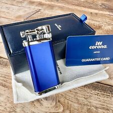 IM Corona Old Boy Pipe Lighter Blue Matte Chrome Japan Made 64-3109 picture