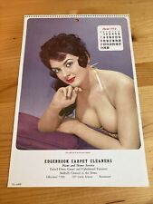 Vintage April 1963 sexy busty pinup calendar page Edgebrook Carpet Cleaners picture