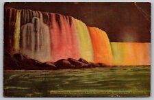 Canadian Horseshoe Falls Illuminated Niagara Waterfalls Canada Cancel Postcard picture