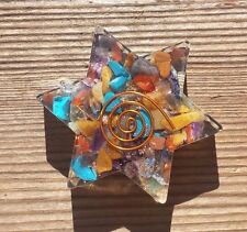 7 CHAKRA MIXED ORGONE GEMSTONE STAR CHARGING PLATE ORGONITE picture