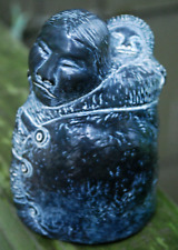 Wolf Originals RARE Soapstone Sculpure Inuit Eskimo MOTHER WITH CHILD ON BACK picture