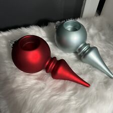 Partylite  ornaments a lot of two tea light holders red & Teal picture