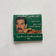 Saddam Hussein Rewards for Justice Program Matchbook w/ Arabic Information RARE picture