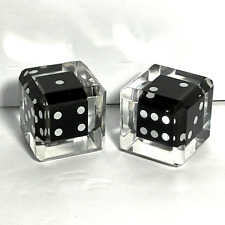 Vintage Mid Century Lucite Beveled Edges Jumbo Dice Paperweights picture