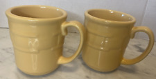 Lot of 2 Woven Traditions 12 oz. Coffee Cups Mugs Yellow Longaberger Pottery picture