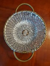 Metal Weaved Serving Basket Stainless Steel and Brass with Handles NICE picture