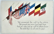 Patriotic Post Card Loyalty Series Embossed WWI You Answered Flag Cancel picture