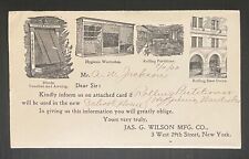 JAS. G. WILSON MFG. CO. NEW YORK CITY - 1905 PAID REPLY POSTCARD picture