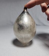  Vintage Blown Glass Silver Tear Drop Christmas Ornament picture
