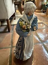 French Santon De Provence Figure Folk Art Woman Carrying Flowers  14” Tall picture