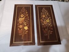 Vintage Sorrento Italy La Botteguccia Inlaid Wood Works Pair Wall Plaques picture
