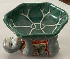 Chinoiserie Ceramic Monkey on Back Holding a Green Bowl Oriental Soap Dish picture