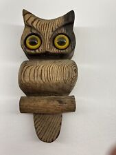 Vintage Owl Art Wood Wooden Wall Hanging Decor 1970’s MCM 7” picture