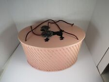 MID CENTURY MODERN 1950’s Princess Oval Pink Poodle Sewing Box MADE IN USA picture