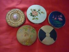 5 X 1930'S STRATTON MIRROR/POWDER COMPACTS-ART DECO, JEWEL, FLAMINGOES, ROSE BUD picture